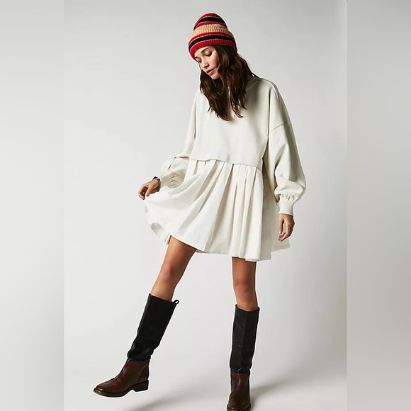 NEW Free People Eleanor Oversized Sweatshirt Tunic Dress - Picture 2 of 15